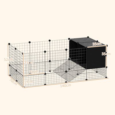 PawHut - Enclos modulable 31 panneaux pour rongeurs - Noir