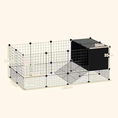 PawHut - Enclos modulable 31 panneaux pour rongeurs - Noir