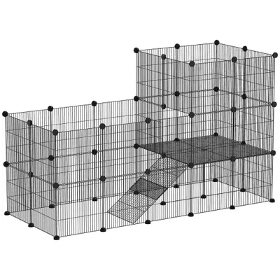 PawHut - Cage modulable 2 étages pour rongeursmétal PP - noir PawHut - Cage modulable 2 étages pour rongeursmétal PP - noir