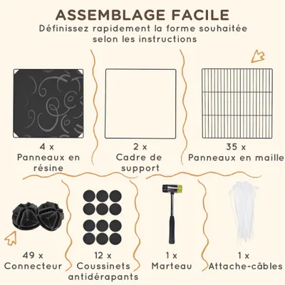 PawHut - Cage modulable 2 étages pour rongeursmétal PP - noir