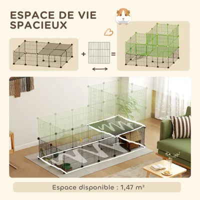 PawHut - Cage modulable 2 étages pour rongeursmétal PP - noir