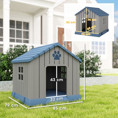 PawHut - Niche pour chien extérieur plastique H.82cm-gris bleu