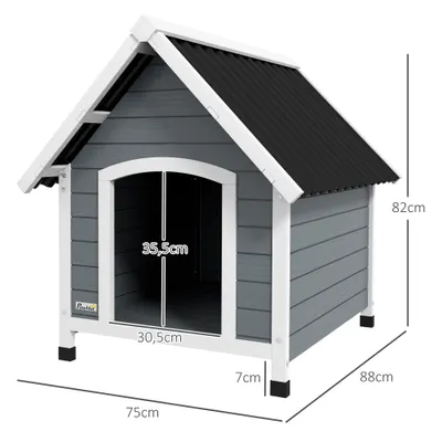 PawHut - Niche pour chien chalet sur pied - Noir, blanc, gris