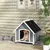 PawHut - Niche chien toit double pente plancher amovible - noir blanc gris