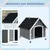 PawHut - Niche chien toit double pente plancher amovible - noir blanc gris