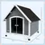 PawHut - Niche chien toit double pente plancher amovible - noir blanc gris