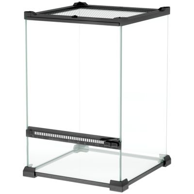 PawHut - Terrarium vivarium en verre couvercle maille métallique porte noir
