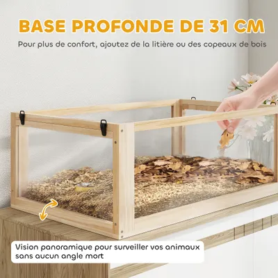 PawHut - Cage hamster 3 niveaux rampes roue bascule cabane H.76cm