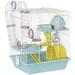 PawHut - Cage hamster 3 niveaux avec roue toboggan H.41cm-blanc bleu