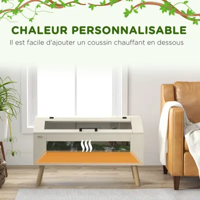 PawHut - Terrarium 140L aération latérale fenêtres verre trempé - bois