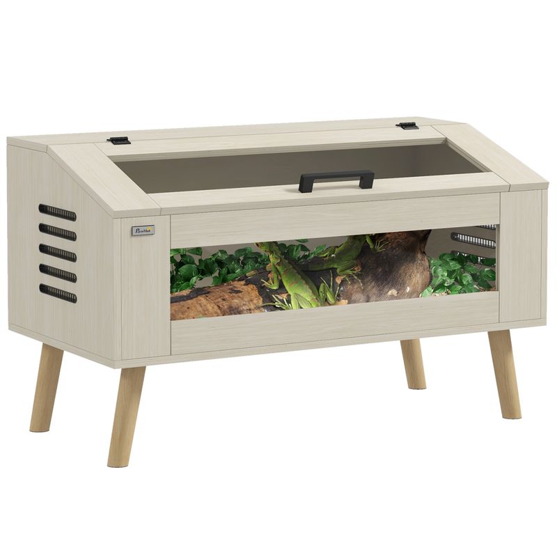 PawHut - Terrarium 140L aération latérale fenêtres verre trempé - bois