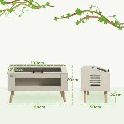 PawHut - Terrarium 140L aération latérale fenêtres verre trempé - bois