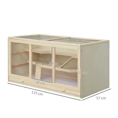 PawHut - Cage hamster 2 étages toit ouvrable fenêtres plateau bois H.55cm PawHut - Cage hamster 2 étages toit ouvrable fenêtres plateau bois H.55cm