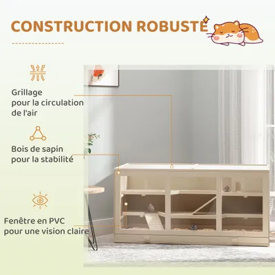 PawHut - Cage hamster 2 étages toit ouvrable fenêtres plateau bois H.55cm PawHut - Cage hamster 2 étages toit ouvrable fenêtres plateau bois H.55cm