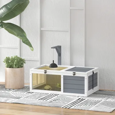 PawHut - Enclos et maison tortue extérieur 2 plateaux-H.31cm-gris clair