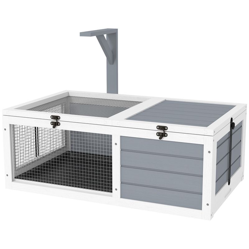 PawHut - Enclos et maison tortue extérieur 2 plateaux-H.31cm-gris clair