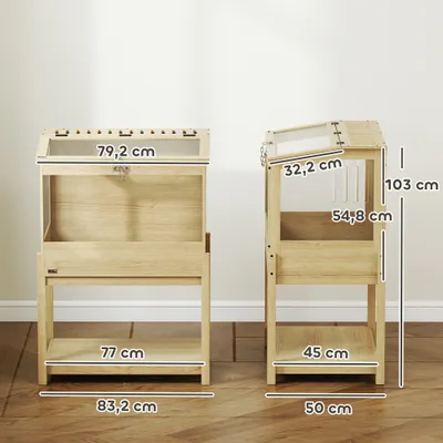 PawHut - Cage à hamster en bois - Toit ouvrant verrouillable - H.103cm