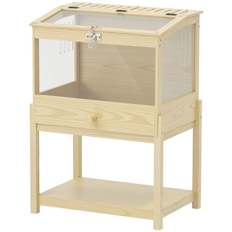 PawHut - Cage à hamster en bois - Toit ouvrant verrouillable - H.103cm