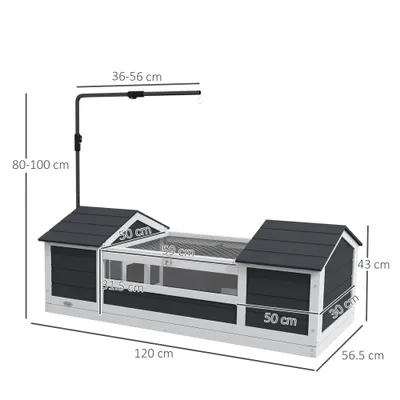 PawHut - Maison Tortue Terrestre Extérieure 2 niches, toit ouvrable - gris
