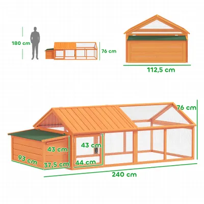 PawHut - Poulailler toit ouvrable pour 4-8 poules
