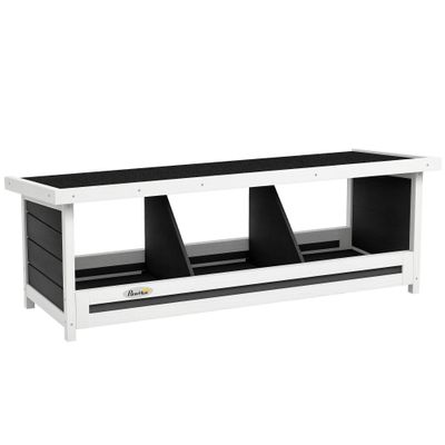 PawHut - Pondoir Poules 3 Places Bois avec Fond et Toit - Gris/Blanc/Noir