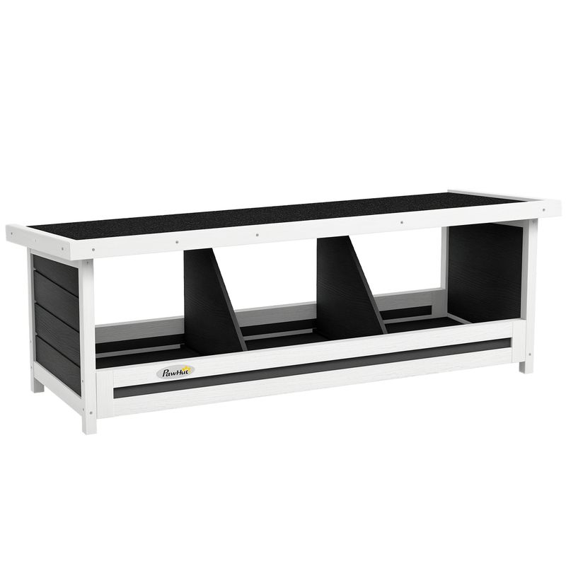 PawHut - Pondoir Poules 3 Places Bois avec Fond et Toit - Gris/Blanc/Noir