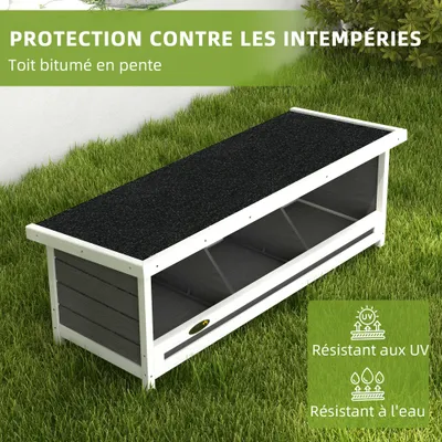 PawHut - Pondoir Poules 3 Places Bois avec Fond et Toit - Gris/Blanc/Noir