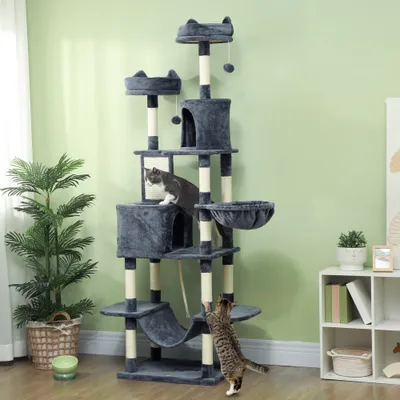 PawHut - Arbre à chat grande taille avec accessoiresH.206 cm-gris PawHut - Arbre à chat grande taille avec accessoiresH.206 cm-gris