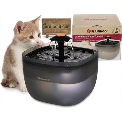 Fontaine à eau Flowie Carrée Noire 2L pour CHAT et PETIT CHIEN