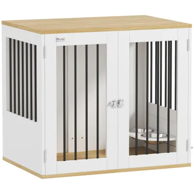 PawHut - Cage pour chien en bois - verrouillables- H.71cm - blanc PawHut - Cage pour chien en bois - verrouillables- H.71cm - blanc