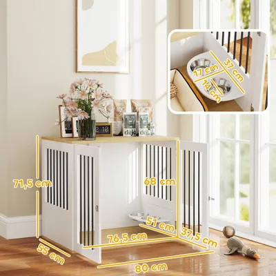PawHut - Cage pour chien en bois - verrouillables- H.71cm - blanc PawHut - Cage pour chien en bois - verrouillables- H.71cm - blanc