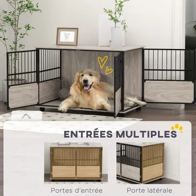 PawHut - Cage pour chien style industriel, porte coulissante - acier noir PawHut - Cage pour chien style industriel, porte coulissante - acier noir