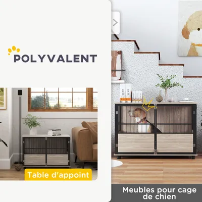 PawHut - Cage pour chien style industriel, porte coulissante - acier noir PawHut - Cage pour chien style industriel, porte coulissante - acier noir