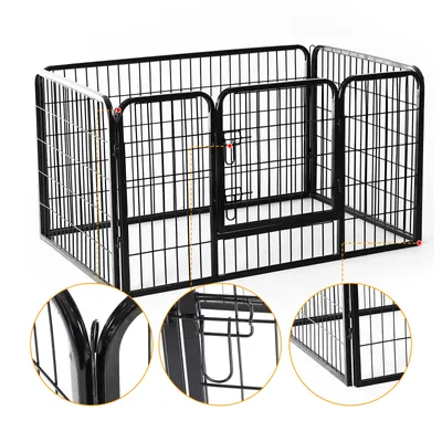 PawHut - Parc enclos pour chiens avec 4 panneaux et 1 porte H.70cm-noir