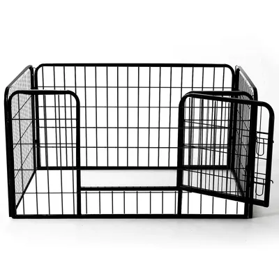 PawHut - Parc enclos pour chiens avec 4 panneaux et 1 porte H.70cm-noir