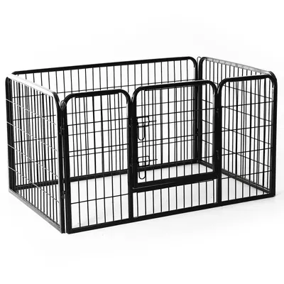 PawHut - Parc enclos pour chiens avec 4 panneaux et 1 porte H.70cm-noir
