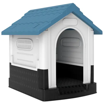PawHut - Niche pour chien - Matière PP - H.66cm - bleu blanc