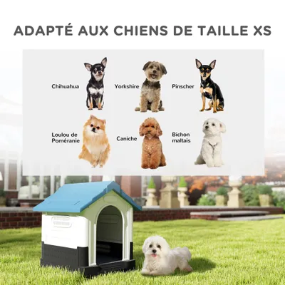 PawHut - Niche pour chien - Matière PP - H.66cm - bleu blanc
