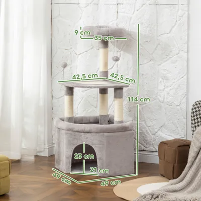 PawHut - Arbre à chat angle griffoirs niche XL plateformes H.114 cm - gris PawHut - Arbre à chat angle griffoirs niche XL plateformes H.114 cm - gris