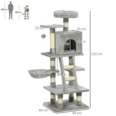 PawHut -  Arbre à chat multi-équipements - gris