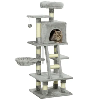 PawHut -  Arbre à chat multi-équipements - gris