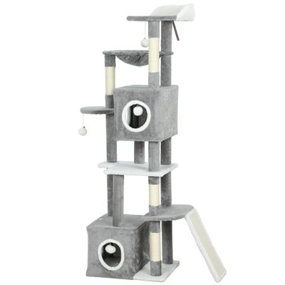 PawHut - Arbre à chat grande tailleH.165cm-gris blanc