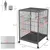 PawHut - Volière mobile sur roulettes avec accessoires H.74cm - Gris noir