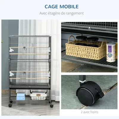 PawHut - Cage oiseau  H.132cm-gris moucheté