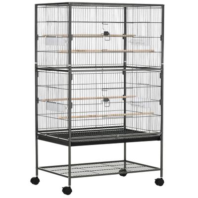 PawHut - Cage oiseau  H.132cm-gris moucheté