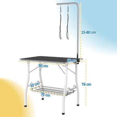 PawHut - Table toilettage pliante chien-bras réglable 2harnais max40kg-noir PawHut - Table toilettage pliante chien-bras réglable 2harnais max40kg-noir
