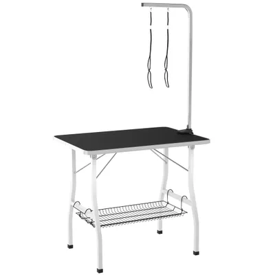 PawHut - Table toilettage pliante chien-bras réglable 2harnais max40kg-noir