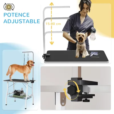 PawHut - Table toilettage pliante chien-bras réglable 2harnais max40kg-noir PawHut - Table toilettage pliante chien-bras réglable 2harnais max40kg-noir