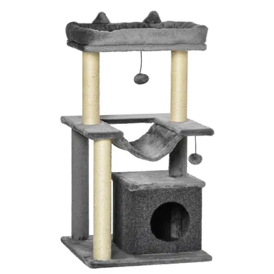 PawHut - Arbre à chat avec griffoirsH.90cm-gris