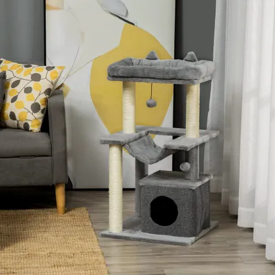 PawHut - Arbre à chat avec griffoirsH.90cm-gris PawHut - Arbre à chat avec griffoirsH.90cm-gris